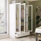 Armoire blanche Famapy 3 portes vitrées avec double penderie