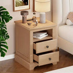 18 Table de chevet vintage avec station de charge, Table d'appoint avec 2 tiroirs pour chambre, salon