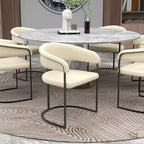 Lot de 4 chaises de salle à manger avec accoudoirs LeisureMod Aero Modern Curve Back, revêtement en cuir, assise confortable avec support rembourré pour salles à manger et cuisines