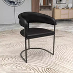Lot de 4 chaises de salle à manger avec accoudoirs LeisureMod Aero Modern Curve Back, revêtement en cuir, assise confortable avec support rembourré pour salles à manger et cuisines