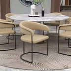 Lot de 4 chaises de salle à manger avec accoudoirs LeisureMod Aero Modern Curve Back, revêtement en cuir, assise confortable avec support rembourré pour salles à manger et cuisines