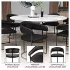 Lot de 4 chaises de salle à manger avec accoudoirs LeisureMod Aero Modern Curve Back, revêtement en cuir, assise confortable avec support rembourré pour salles à manger et cuisines