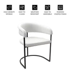 Lot de 4 chaises de salle à manger avec accoudoirs LeisureMod Aero Modern Curve Back, revêtement en cuir, assise confortable avec support rembourré pour salles à manger et cuisines