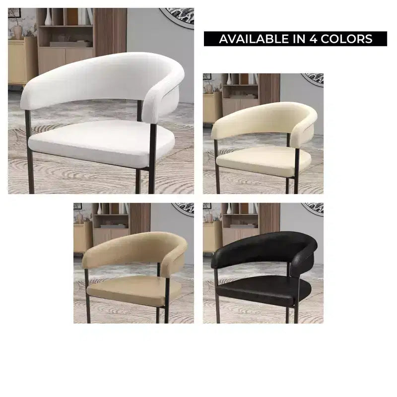 Lot de 4 chaises de salle à manger avec accoudoirs LeisureMod Aero Modern Curve Back, revêtement en cuir, assise confortable avec support rembourré pour salles à manger et cuisines