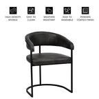 Lot de 4 chaises de salle à manger avec accoudoirs LeisureMod Aero Modern Curve Back, revêtement en cuir, assise confortable avec support rembourré pour salles à manger et cuisines