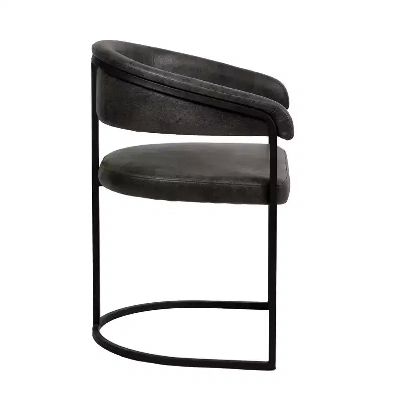 Lot de 4 chaises de salle à manger avec accoudoirs LeisureMod Aero Modern Curve Back, revêtement en cuir, assise confortable avec support rembourré pour salles à manger et cuisines