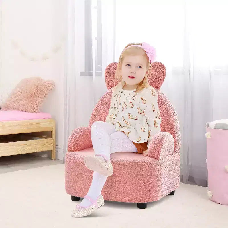 Costway Canapé pour enfants Fauteuil pour tout-petits avec structure en bois robuste Tissu en peluche