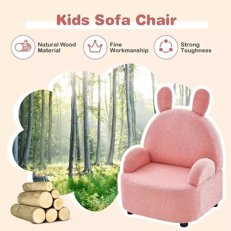 Costway Canapé pour enfants Fauteuil pour tout-petits avec structure en bois robuste Tissu en peluche