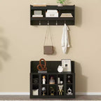 Whisen Elegant Hall Tree with Wall Mounted Coat Rack and Adjustable Shelves and 4 Hooks
