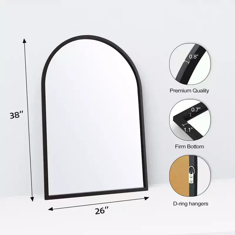 Miroir mural PexFix Classic Arch encadré de bois massif, miroir de vanité