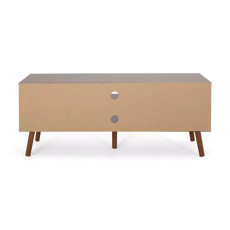 Meuble TV en bois GDFStudio Zapara 47,25 po avec 2 armoires, noyer et blanc