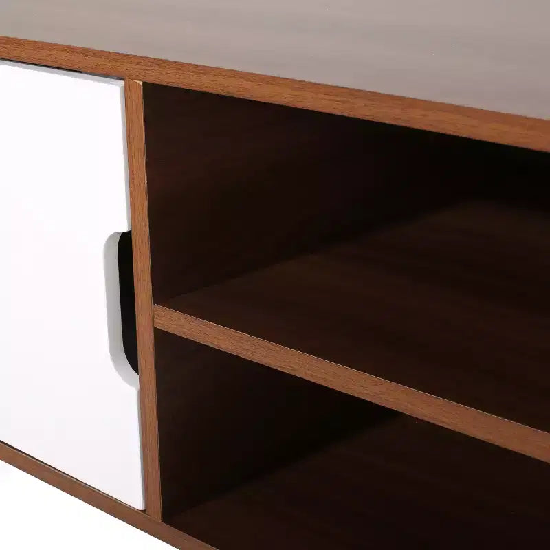 Meuble TV en bois GDFStudio Zapara 47,25 po avec 2 armoires, noyer et blanc