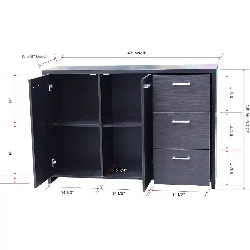 Kings Brand Furniture - Buffet de rangement pour cuisine, salle à manger, entrée, chêne chocolat