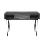 VECELO Bureau informatique 99,8 cm Table de travail pour bureau à domicile avec tiroirs Table d'étude Noir/Marron/Gris