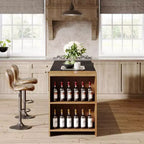 Îlot de cuisine Lantine 55 avec 5 étagères, table d'îlot fixe de ferme à 5 niveaux, meuble de rangement de table de bar en bois avec comptoir