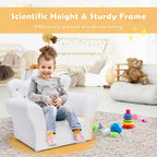 Canapé pour enfants Costway, canapé-lit pour tout-petits, fauteuil de princesse pour enfants avec pouf, blanc/rose
