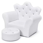Canapé pour enfants Costway, canapé-lit pour tout-petits, fauteuil de princesse pour enfants avec pouf, blanc/rose