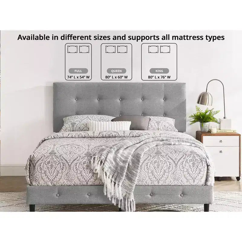 Cadre de lit plateforme en bois rembourré DeCoro Cambridge