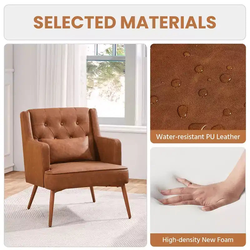 Yaheetech Lot de 2 Fauteuils d'Appoint Modernes capitonnés avec Support Lombaire, Marron Rétro