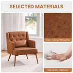 Yaheetech Lot de 2 Fauteuils d'Appoint Modernes capitonnés avec Support Lombaire, Marron Rétro
