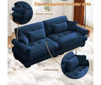 Canapé moderne Christopher Knight Home Bernal 93.7 places en velours avec accoudoirs arrondis et oreillers