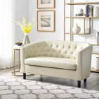 Canapé de salon 2 places capitonné en tissu Home Imports Emporium, style moderne du milieu du siècle