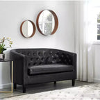 Canapé de salon 2 places capitonné en tissu Home Imports Emporium, style moderne du milieu du siècle