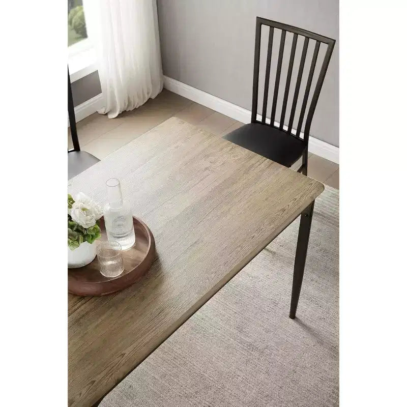 Kings Brand Furniture - Table à manger carrée 48, structure en métal robuste avec plateau en bois, noyer/noir