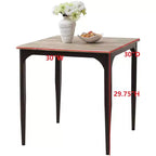 Kings Brand Furniture - Table à manger carrée 48, structure en métal robuste avec plateau en bois, noyer/noir