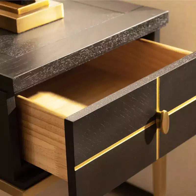 Table d'appoint de rangement contemporaine JTH LUXE Kingsly 16 en bouleau et placage noir expresso, 40,6 cm de large
