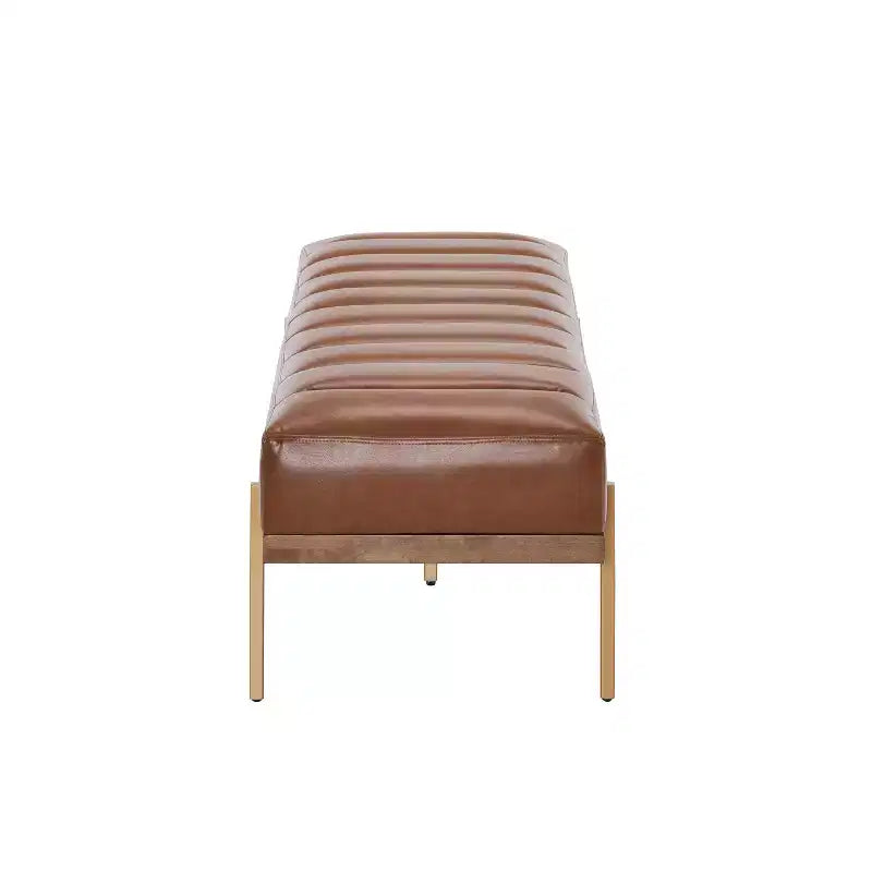 Christopher Knight Home Brimley, repose-pieds ottoman moderne de 55 W en similicuir capitonné avec base dorée