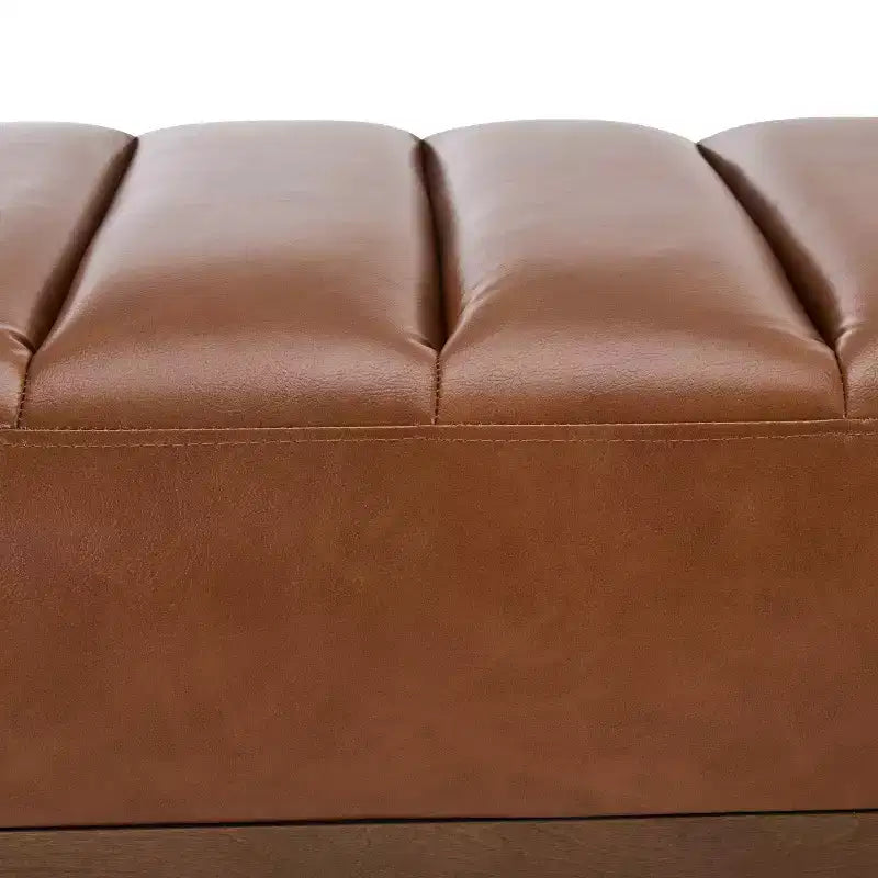 Christopher Knight Home Brimley, repose-pieds ottoman moderne de 55 W en similicuir capitonné avec base dorée
