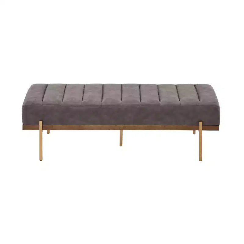 Christopher Knight Home Brimley, repose-pieds ottoman moderne de 55 W en similicuir capitonné avec base dorée