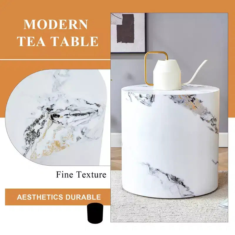 MAYEERTY Table Basse Moderne 40cm, Table d'Appoint Cylindrique pour Salon, Maison, Bureau