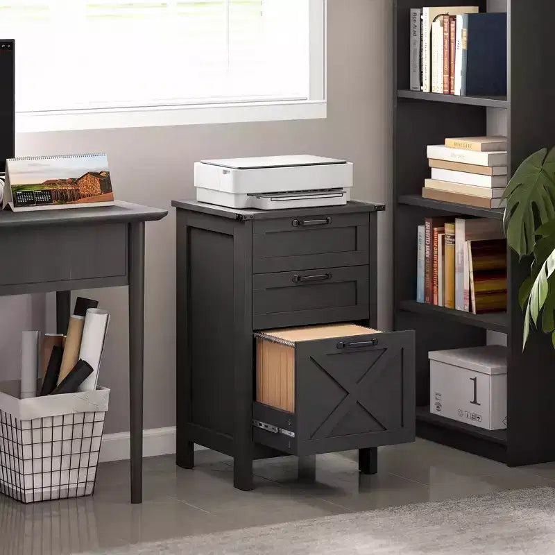 HOMCOM Meuble de Rangement 3 Tiroirs, Classeur pour Dossiers Suspendus A4/Lettre, Support d'Imprimante Rustique avec Rangement pour Bureau à Domicile