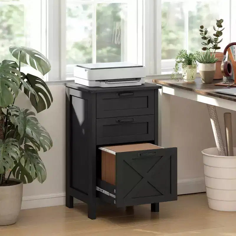 HOMCOM Meuble de Rangement 3 Tiroirs, Classeur pour Dossiers Suspendus A4/Lettre, Support d'Imprimante Rustique avec Rangement pour Bureau à Domicile