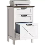 HOMCOM Meuble de Rangement 3 Tiroirs, Classeur pour Dossiers Suspendus A4/Lettre, Support d'Imprimante Rustique avec Rangement pour Bureau à Domicile