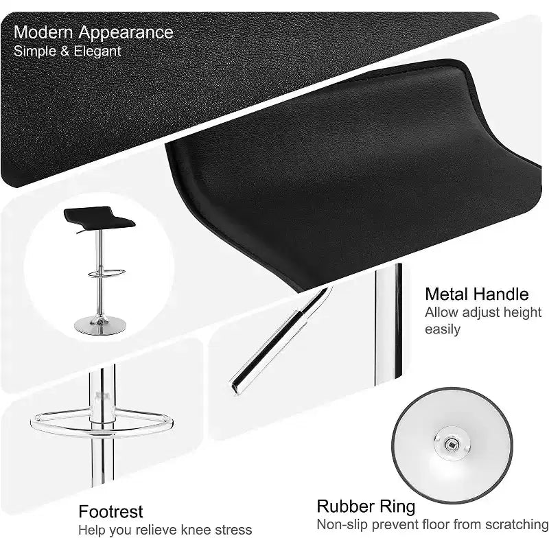 VECELO Lot de 2 tabourets de bar, tabourets de bar de comptoir avec barre pivotante et hauteur réglable, tabourets de bar pour cuisine/bar/salle à manger/salon