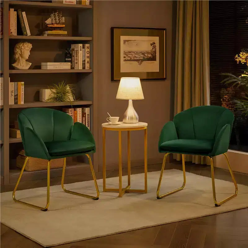 Yaheetech Lot de 2 fauteuils en velours en forme de fleur pour salon et chambre à coucher