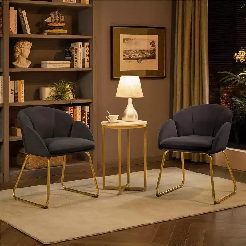 Yaheetech Lot de 2 fauteuils en velours en forme de fleur pour salon et chambre à coucher