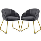Yaheetech Lot de 2 fauteuils en velours en forme de fleur pour salon et chambre à coucher
