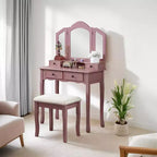 Sanlo Table de Maquillage et Chaise, Or Rose