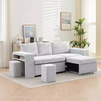 HYLEORY Canapé convertible en L avec lit gigogne, canapé-lit avec méridienne réversible pour salon, appartement, chambre, bureau