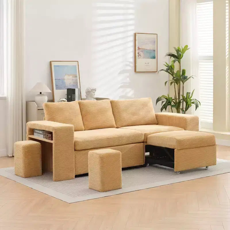 HYLEORY Canapé convertible en L avec lit gigogne, canapé-lit avec méridienne réversible pour salon, appartement, chambre, bureau