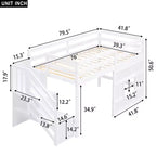 Lit mezzanine double en bois Whisen de 240,8 cm de long x 106,2 cm de large avec escalier de rangement et fenêtre