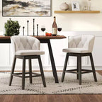 Tabourets de bar hauteur comptoir Costway 2/4 PCS, sièges rembourrés en tissu pivotants à 360°, beige