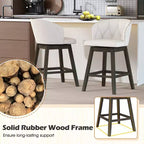 Tabourets de bar hauteur comptoir Costway 2/4 PCS, sièges rembourrés en tissu pivotants à 360°, beige