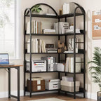 Étagère d'angle bibliothèque industrielle 174 cm partie supérieure arquée