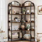 Étagère d'angle bibliothèque industrielle 174 cm partie supérieure arquée