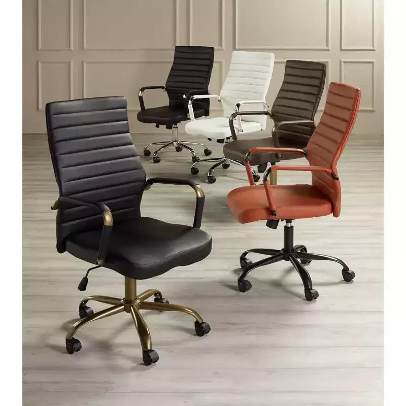 Chaise de bureau réglable en similicuir blanc Primero Studio 55D